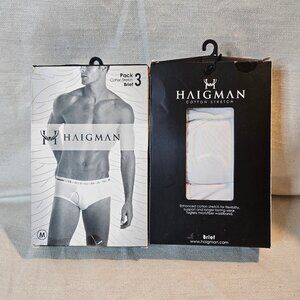 Haigman Men's 3 Pack x 2 - Cotton Stretch White Briefs - Size M